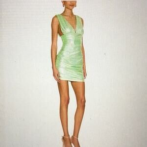 Superdown Revolve Green Kerrie Deep V Minidress Small